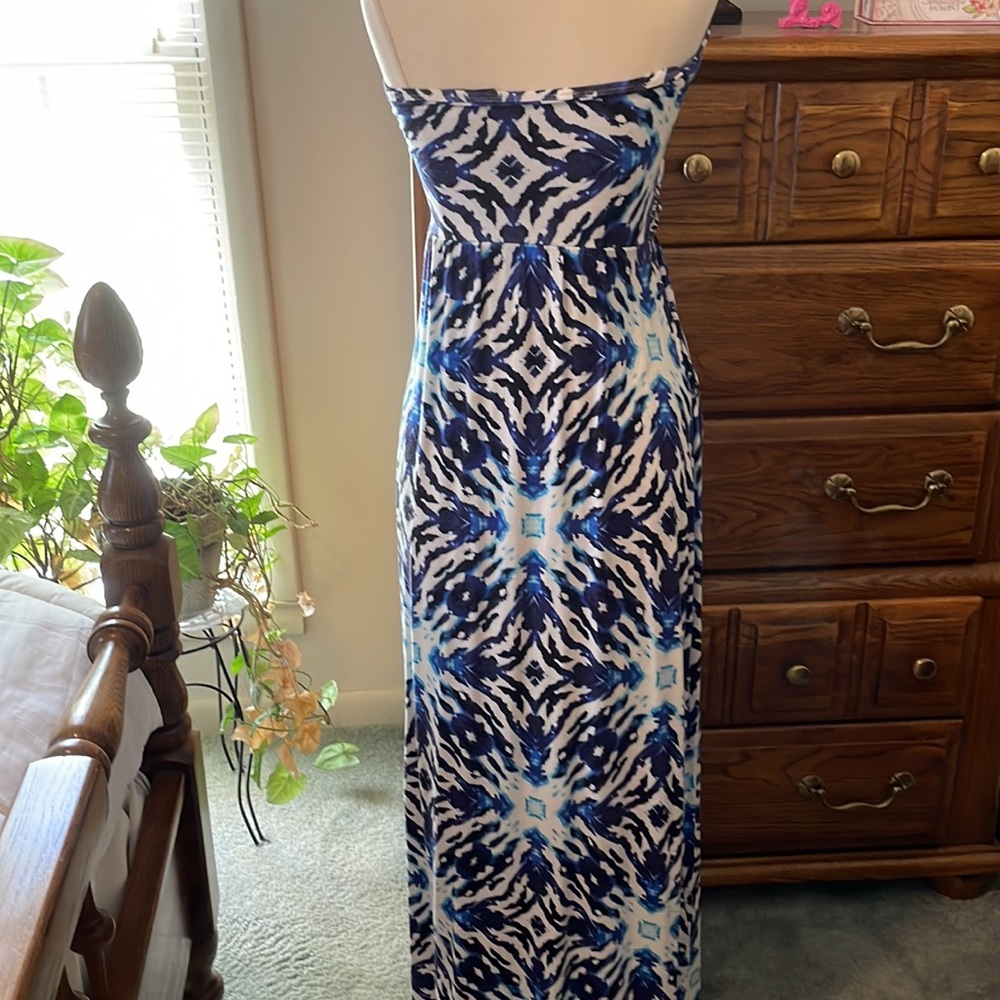 Cynthia Rowley Abstract print strapless maxi dress size medium - Picture 3 of 5
